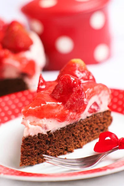 Cake Strawberries Cocoa — Stock Photo, Image