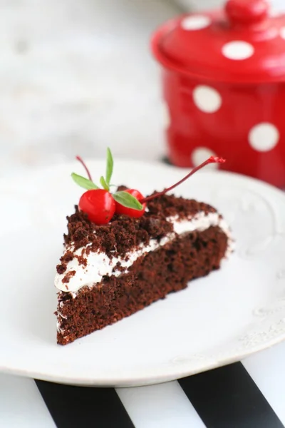 Torta Cioccolato Con Ciliegia — Foto Stock