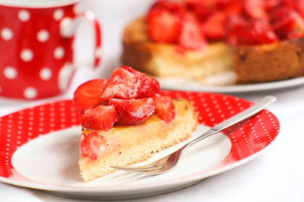 Pie Strawberries Marzipan — Stock Photo, Image