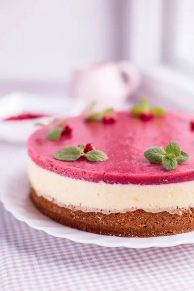 Gâteau Crème Gelée Fraises — Photo