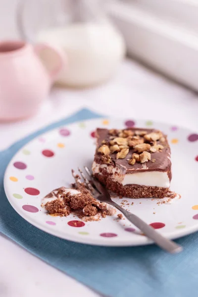 Bolo Sorvete Caseiro Com Chocolate Biscoitos — Fotografia de Stock