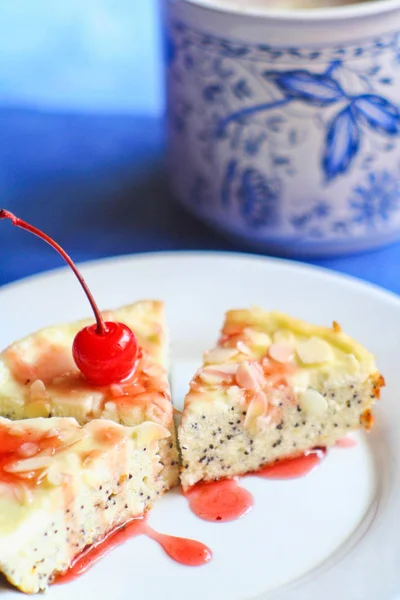 Homemade Cottage Cheese Casserole Poppy Seeds — Stock Photo, Image