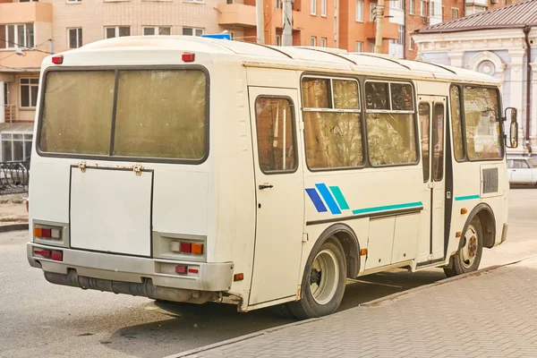 Urban route light bus in the streets of a big city — Stock Photo, Image