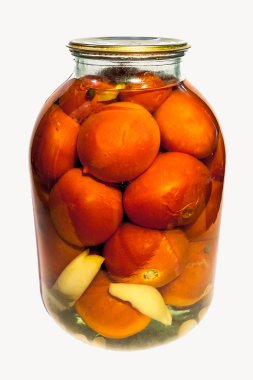 Bir kavanoz içinde ev yapımı tuzlu domates