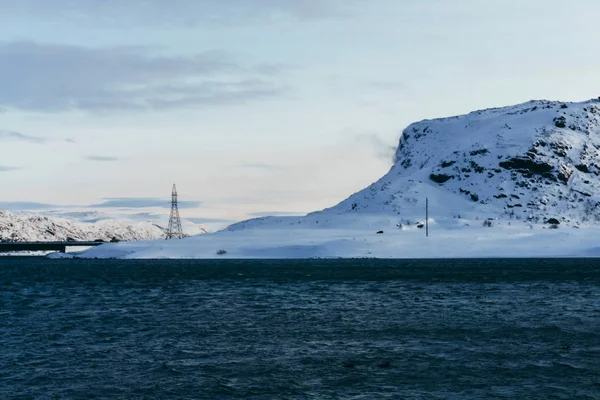 Coast of the Arctic Ocean in the snow in winter in the Arctic Circle