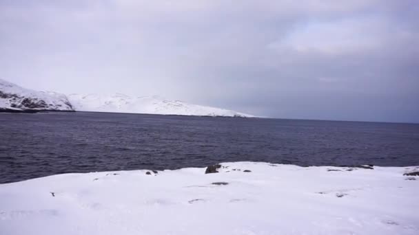 Узбережжі Північного Льодовитого Океану Снігу Взимку Полярного Кола — стокове відео