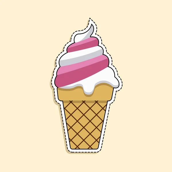 Ilustración Vectorial Plana Helado Etiqueta Engomada Dibujos Animados Estilo Cómico Vector De Stock