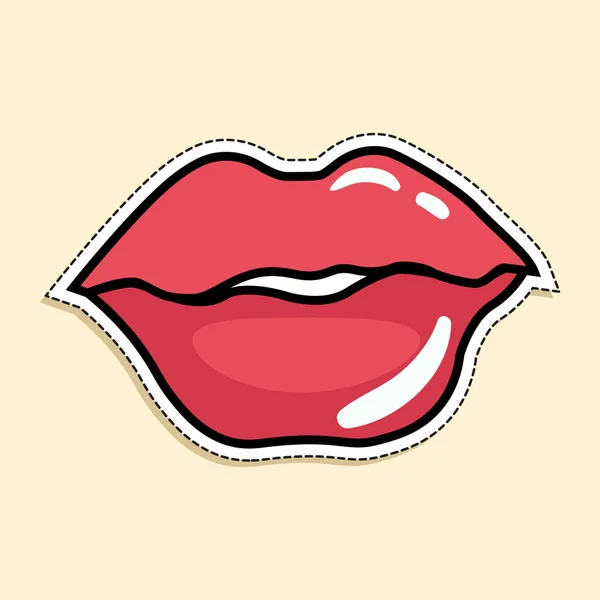 Ilustración Vectorial Los Labios Rojos Femeninos Beso Sexy Pegatina Divertida Vector De Stock