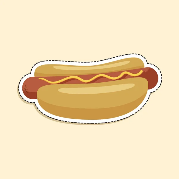 Ilustración Vectorial Perro Caliente Con Mostaza Comida Poco Saludable Pegatina Gráficos Vectoriales