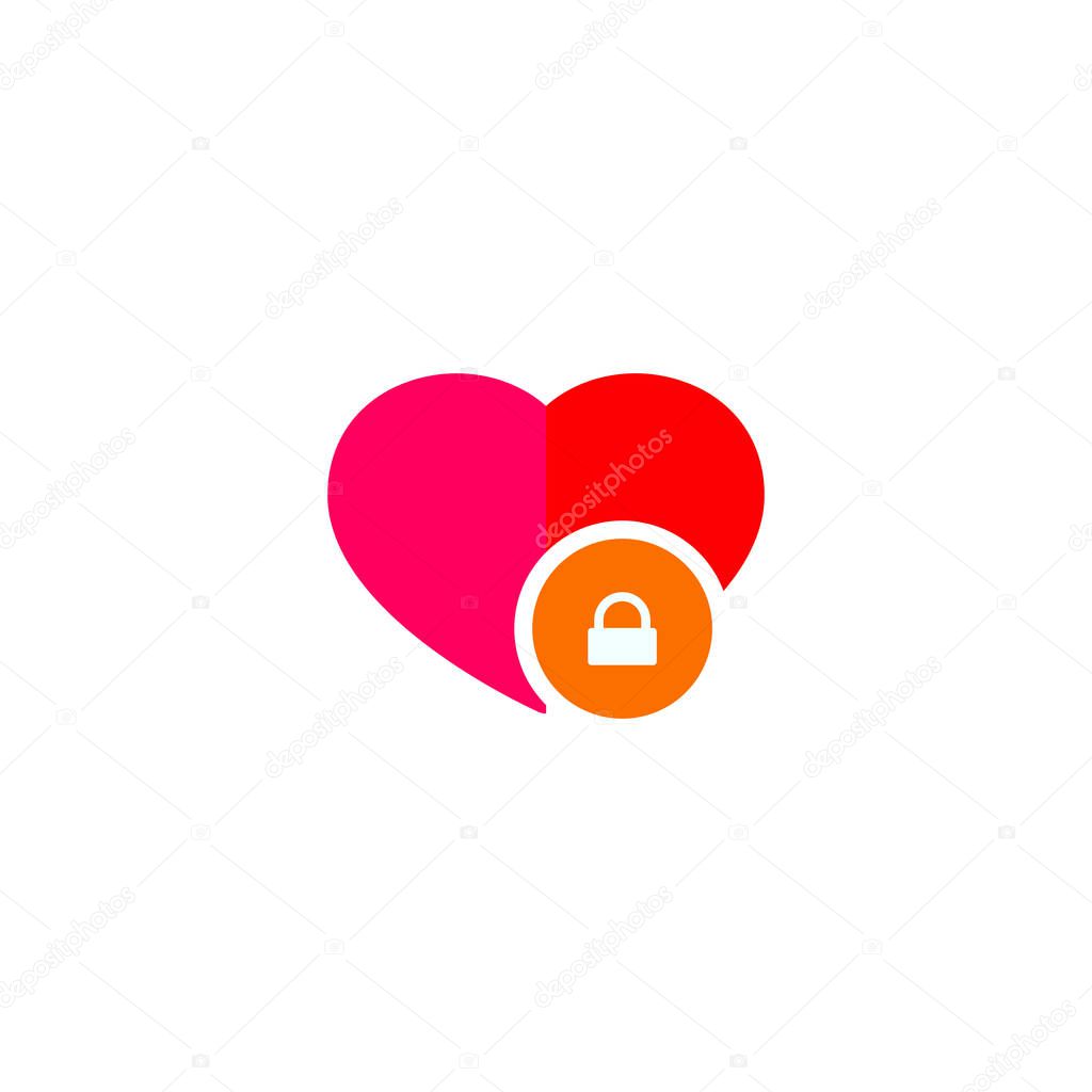 Heart and lock icon love secret symbol