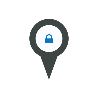 Konumu kilit işareti pin noktası konumuna güvenli simgesini