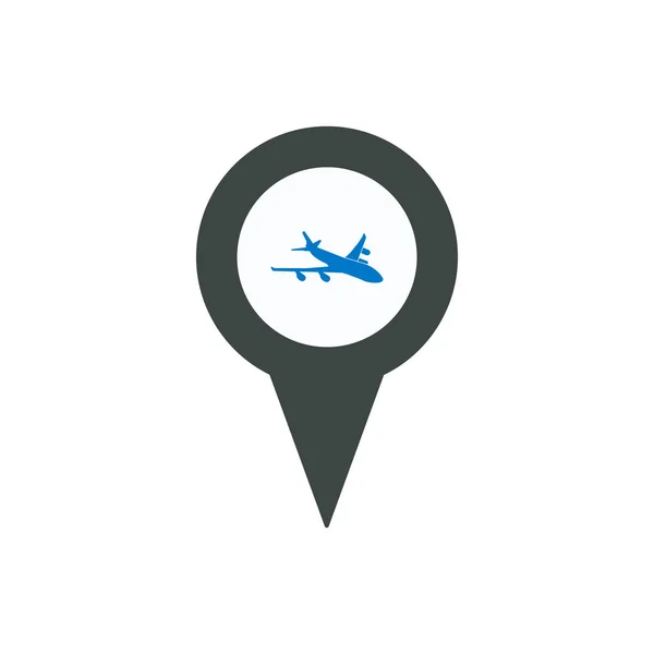 Flugzeug Airplan Standort Marker Pin Ort Position — Stockvektor