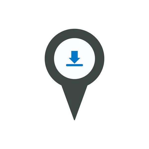 Flecha descarga ubicación marcador pin lugar puntero icono — Vector de stock