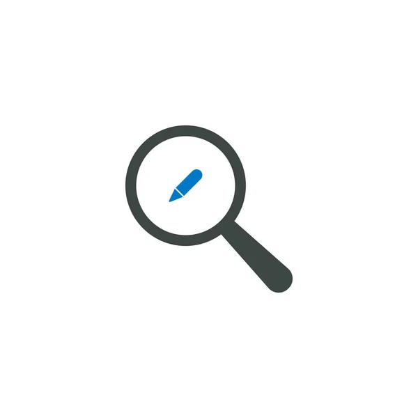 Magnifying glass icon, pencil icon — Stock Vector