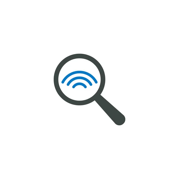 Μεγεθυντικό φακό εικονίδιο, εικονίδιο του wifi σήματος — Διανυσματικό Αρχείο