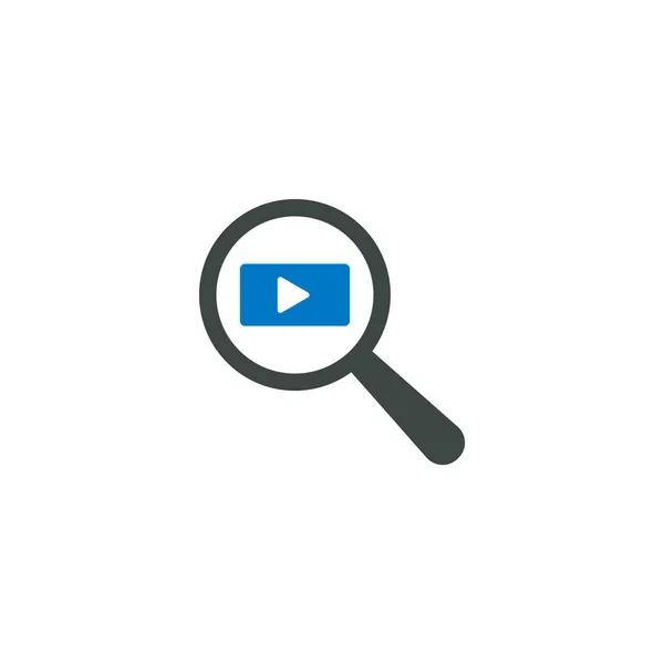 Magnifying glass icon, play video icon — Stock Vector