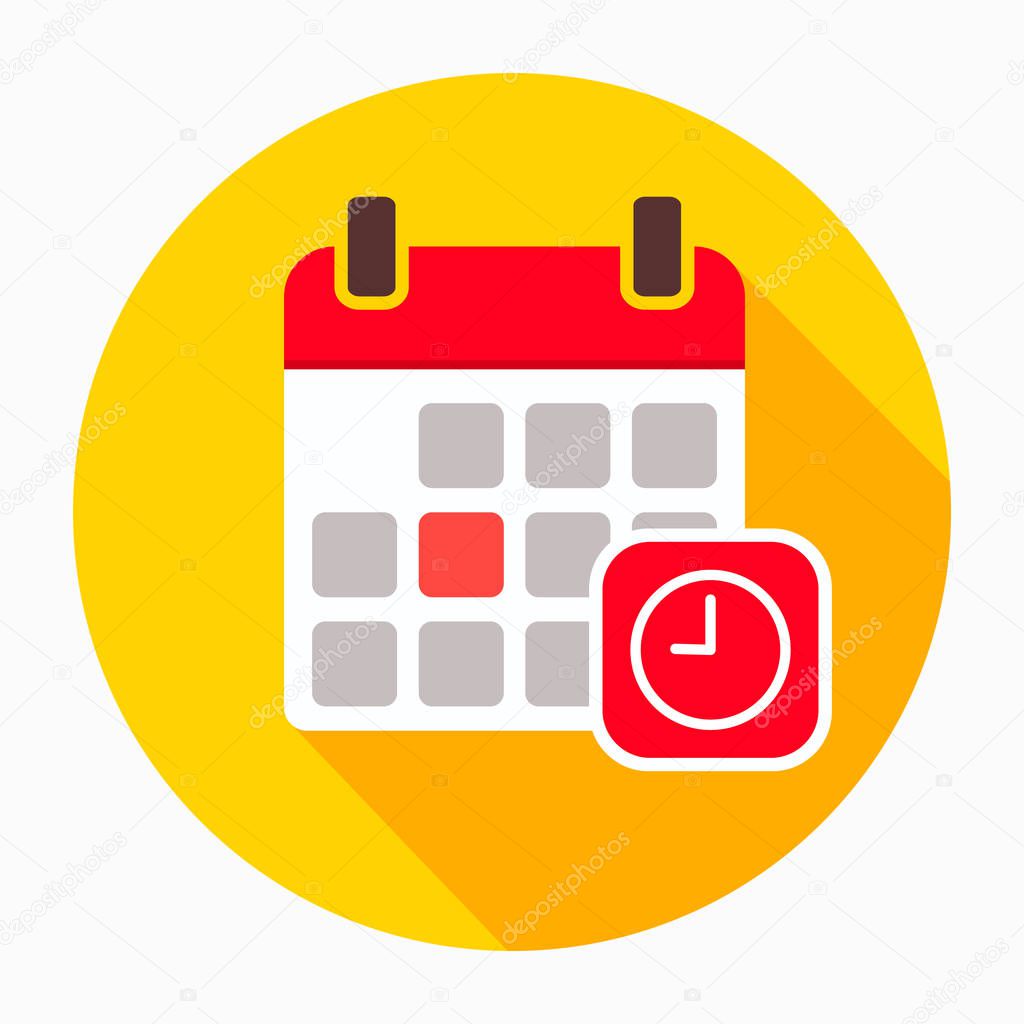 Calendar and clock icon vector, filled flat sign, solid white pictogram. Time symbol, logo illustration. Pixel perfect