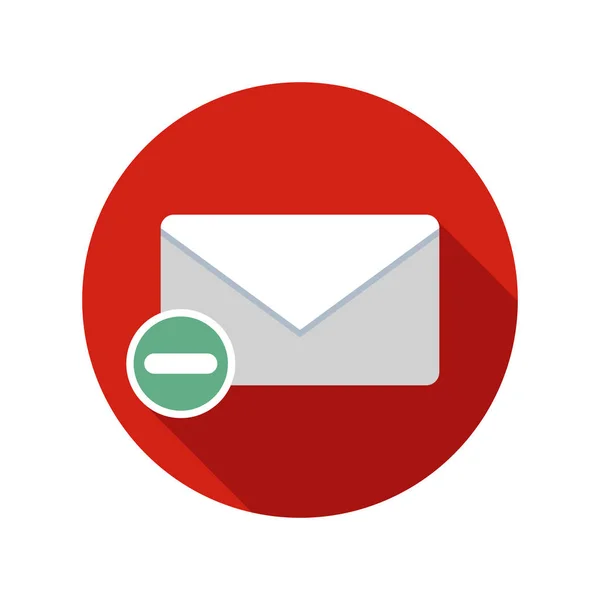 Supprimer l'icône de messagerie. Icône de courriel avec ombre longue . — Image vectorielle