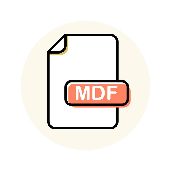 Mdf ファイル形式、拡張色線アイコン — ストックベクタ