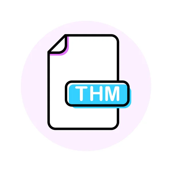 Thm ファイル形式、拡張色線アイコン — ストックベクタ