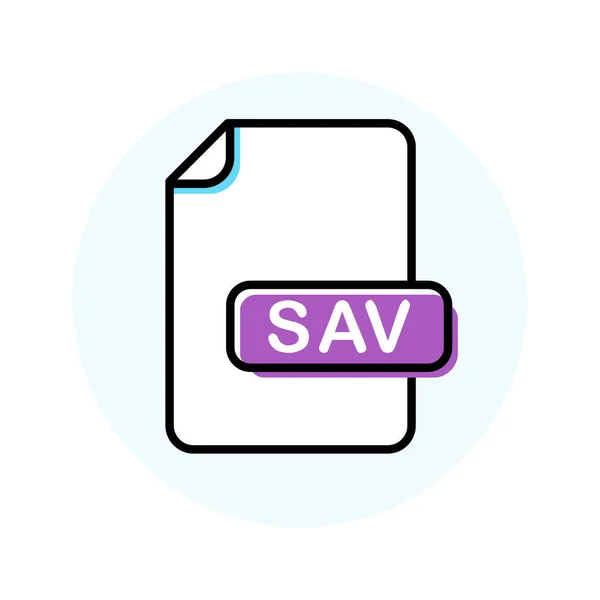 Sav ファイル形式、拡張色線アイコン — ストックベクタ