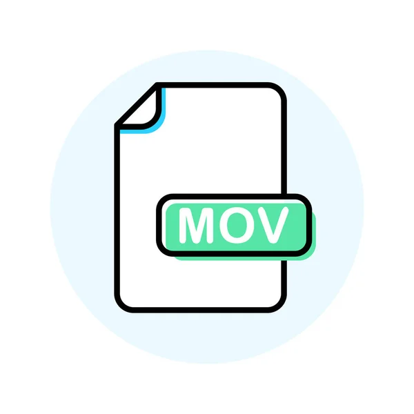 Formato del file MOV, icona della linea di colore dell'estensione — Vettoriale Stock