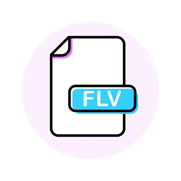 Formato del file FLV, icona della linea di colore dell'estensione — Vettoriale Stock