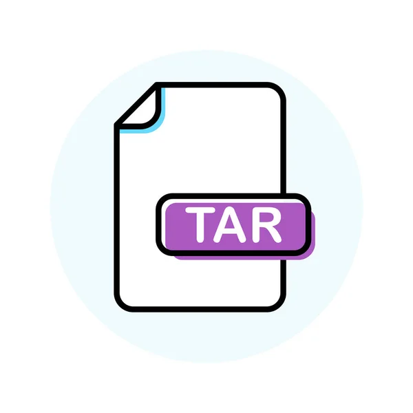 Formato del file TAR, icona della linea di colore dell'estensione — Vettoriale Stock