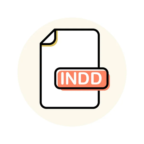 Format pliku INDD, rozszerzenie linii kolor ikony — Wektor stockowy
