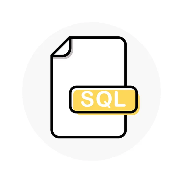 Sql 파일 형식, 확장 컬러 라인 아이콘 — 스톡 벡터