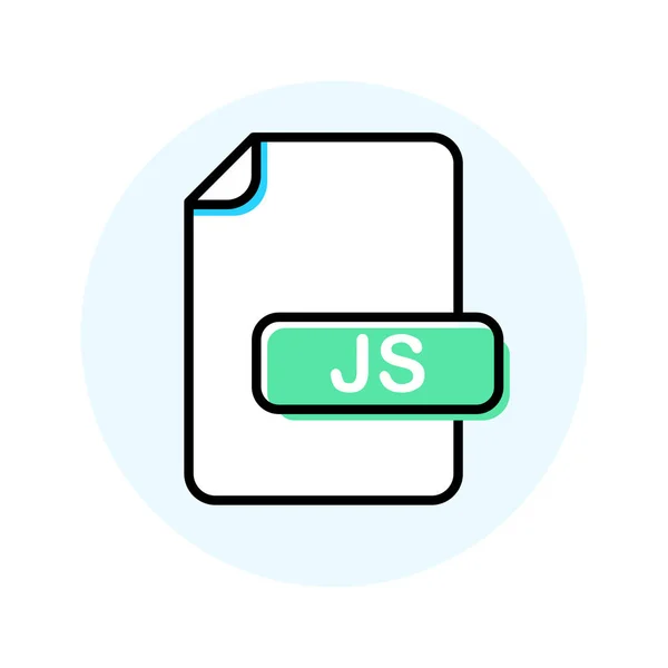 Formato del file JS, icona della linea di colore dell'estensione — Vettoriale Stock