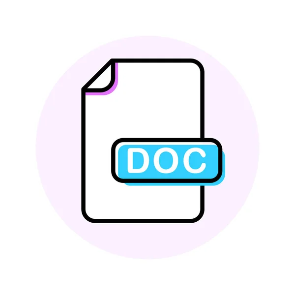 Formát souboru DOC, ikona čáry barevná rozšíření — Stockový vektor