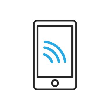 Akıllı telefon simgesi. Kablosuz ağ simgesi olan cep telefonu