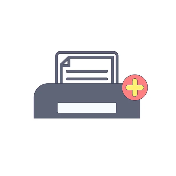 Toevoegen, document, papier, afdrukken, printer, pictogram afdrukken — Stockvector