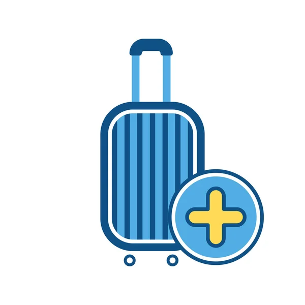 Hinzufügen Von Zeichen Gepäck Gepäck Koffer Reisetasche Urlaubsikone Vektorillustration — Stockvektor