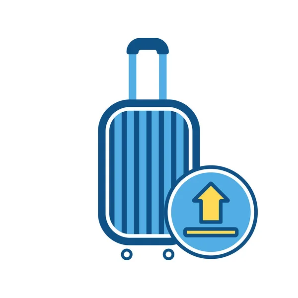 Baggage, luggage, travel bag, upload sign — Stock Vector