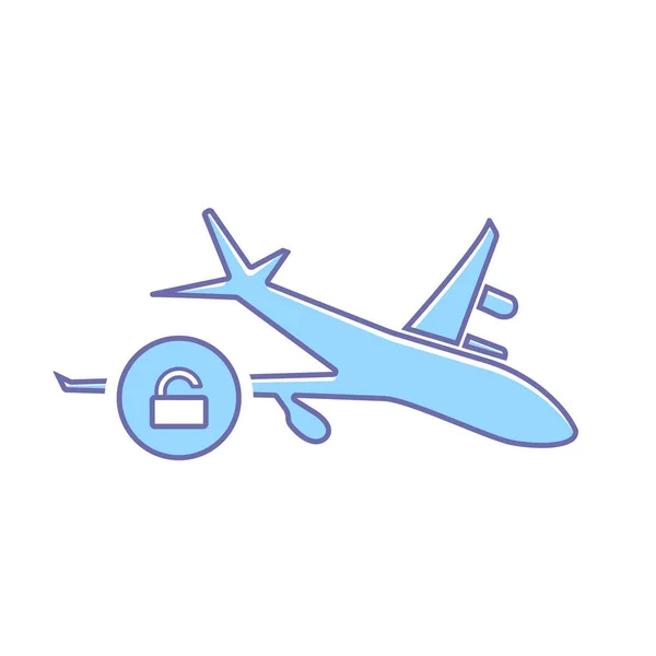 Flugzeug Flug Flugzeug Transport Reise entsperren Symbol — Stockvektor