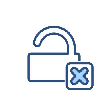 Kilit açık Kaldır güvenlik simgesi çapraz