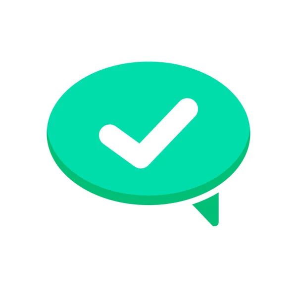 Buborék chat ellenőriz párbeszéd üzenet igen Középjel — Stock Vector