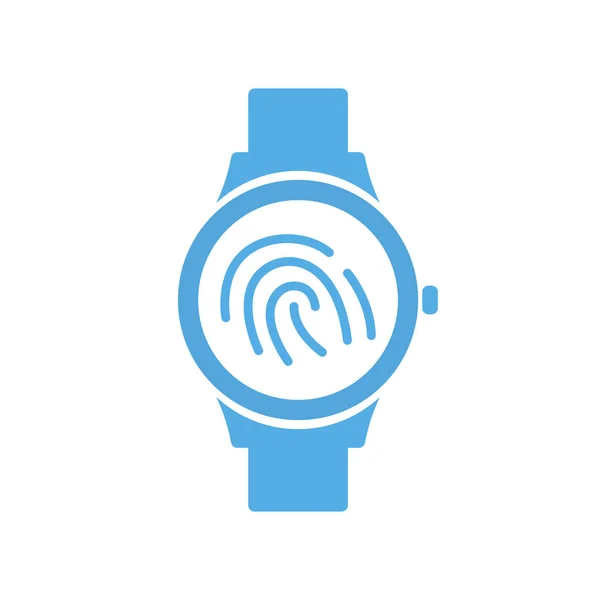Dedo id imprimir tecnología inteligente, smartwatch, toque icono del reloj — Vector de stock