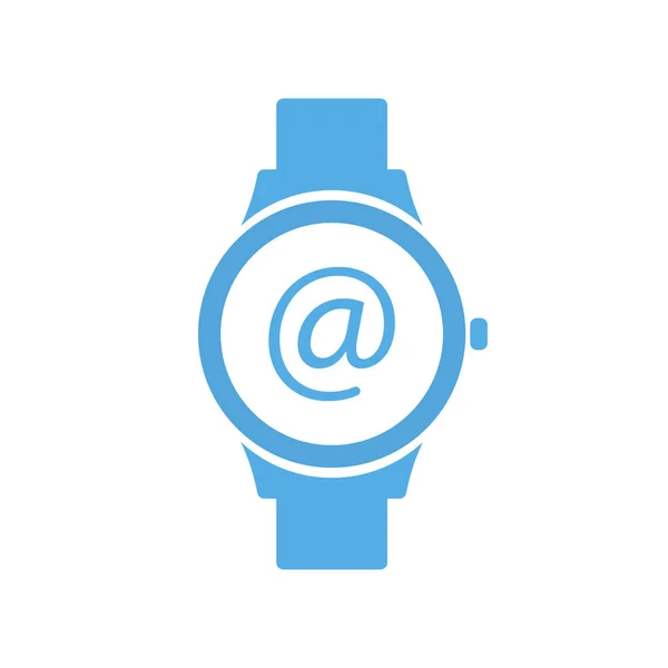 Tecnología inteligente de correo concepto, smartwatch, icono de reloj — Vector de stock
