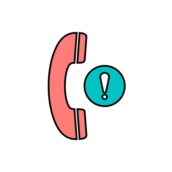 Utropstecken handtag luren telefon telefon varningsikon — Stock vektor