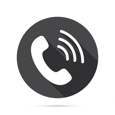 Telefon simgesi. İzole düz telefon işareti