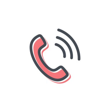 Telefon simgesi. İzole düz telefon işareti