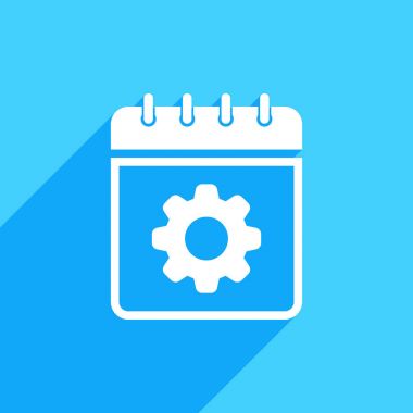 Takvim simgesini ayarları işareti ile. Simge takvim ve özelleştirme, Kur, yönetmek, kavram işlemek