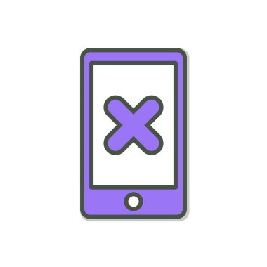 Cep telefonu simgesiyle iptal işareti. Cep telefonu simgesi ve Kapat, Sil, kavram kaldırmak