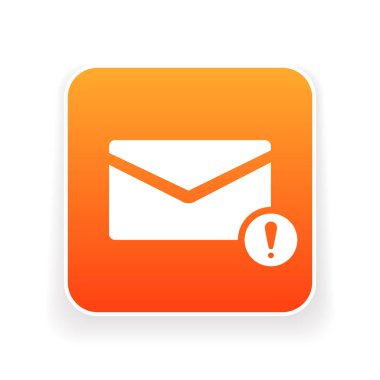 Ünlem işareti ile e-posta simgesi. E-posta kutsal kişilerin resmi ve uyarı, hata, alarm, tehlike kavram