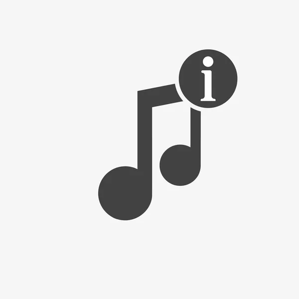 Icône de musique avec panneau d'information. icône de la musique et sur, faq, aide, indice concept — Image vectorielle