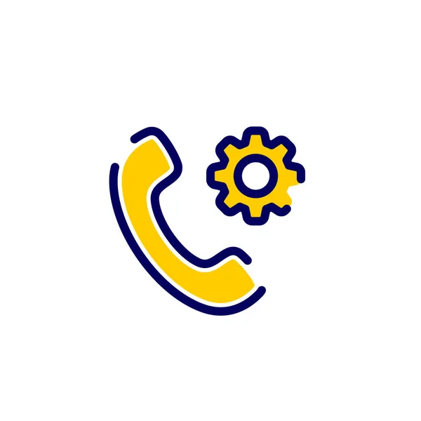 Icono de llamada con signo de configuración. Icono de llamada y personalizar, configuración, administrar, concepto de proceso — Vector de stock