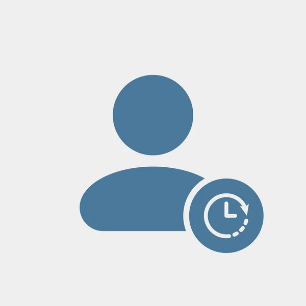 Icône utilisateur avec signe d'horloge. Icône utilisateur et compte à rebours, date limite, calendrier, concept de planification — Image vectorielle
